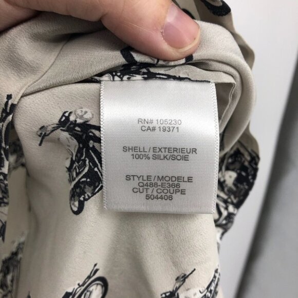 Equipment Ryder Silk Motorcycle print sleeveless shirt dress  small tan black - Picture 6 of 16